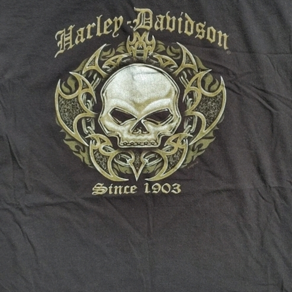Vtg 2007 Harley-Davidson Skull Print Sudbury Ontario T-Shirt Size (L)